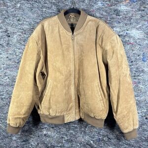 Vintage Reed Sportswear Jacket Mens Large Bomber Brown‎ Suede Leather Lined